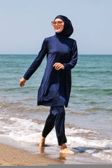 Lacivert Tam Kapalı Tesettür Mayo 1969