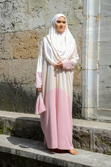 Kolay Giyilebilen Tek Parça Namaz Elbisesi N2105 Pudra