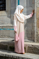 Kolay Giyilebilen Tek Parça Namaz Elbisesi N2105 Pudra
