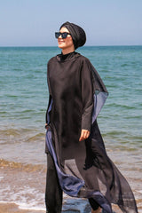 Siyah Kaftan Kimono Pareo P2110