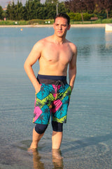 Marina Erkek Lacivert Desenli Tesettür Mayo Deniz Şortu S2109