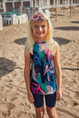 Likralı Renkli Kız Çocuk Mayo K2410