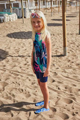 Likralı Renkli Kız Çocuk Mayo K2410