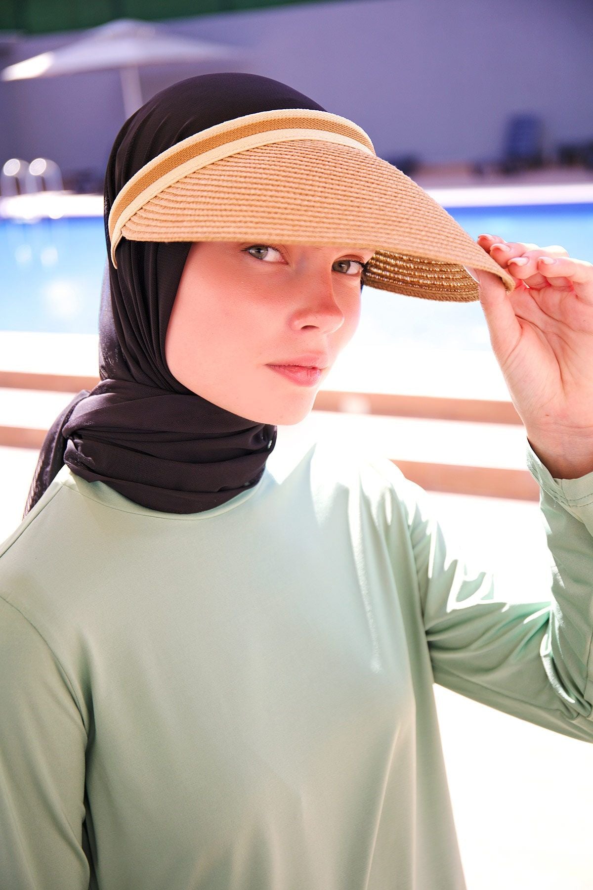 Camel Hasır Vizör Şapka 14398