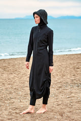 Paraşüt Siyah Tam Kapalı Tesettür Mayo M2415