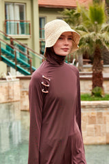 El Örgüsü Bej Hasır Şapka 14399