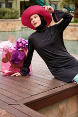 Likralı Siyah Tam Kapalı Tesettür Mayo M2480