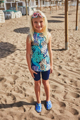 Likralı Renkli Kız Çocuk Mayo K2403