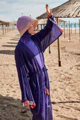 Desenli Mor Kimono Kaftan P2420