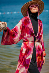 Batik Desenli Fuşya Kimono Kaftan P2341