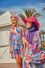 Likralı Renkli Kız Çocuk Mayo K2409