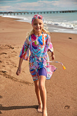 Likralı Renkli Kız Çocuk Mayo K2409