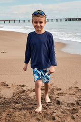 Lacivert Desenli Erkek Çocuk Şort B2436