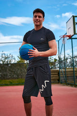 Siyah Hiç Logolu Erkek Yüzme Tişört T2403