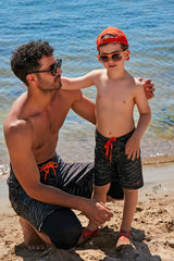 Siyah Geometrik Erkek Çocuk Şort B2364