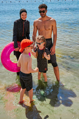 Taytlı Kolsuz Siyah Kız Çocuk Mayo K2335