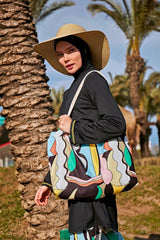 Renkli Desenli Plaj Çantası C2429