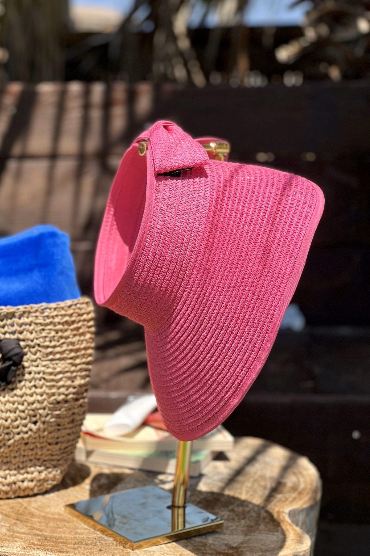 Fuşya Hasır Vizör Şapka 14624