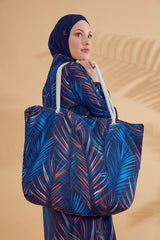 Marina Lacivert Desenli Plaj Çantası C2305