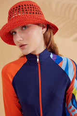 Lacivert Taytlı Yarı Kapalı Mayo M2372