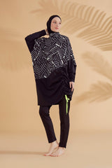 Paraşüt Siyah Tam Kapalı Tesettür Mayo M2327