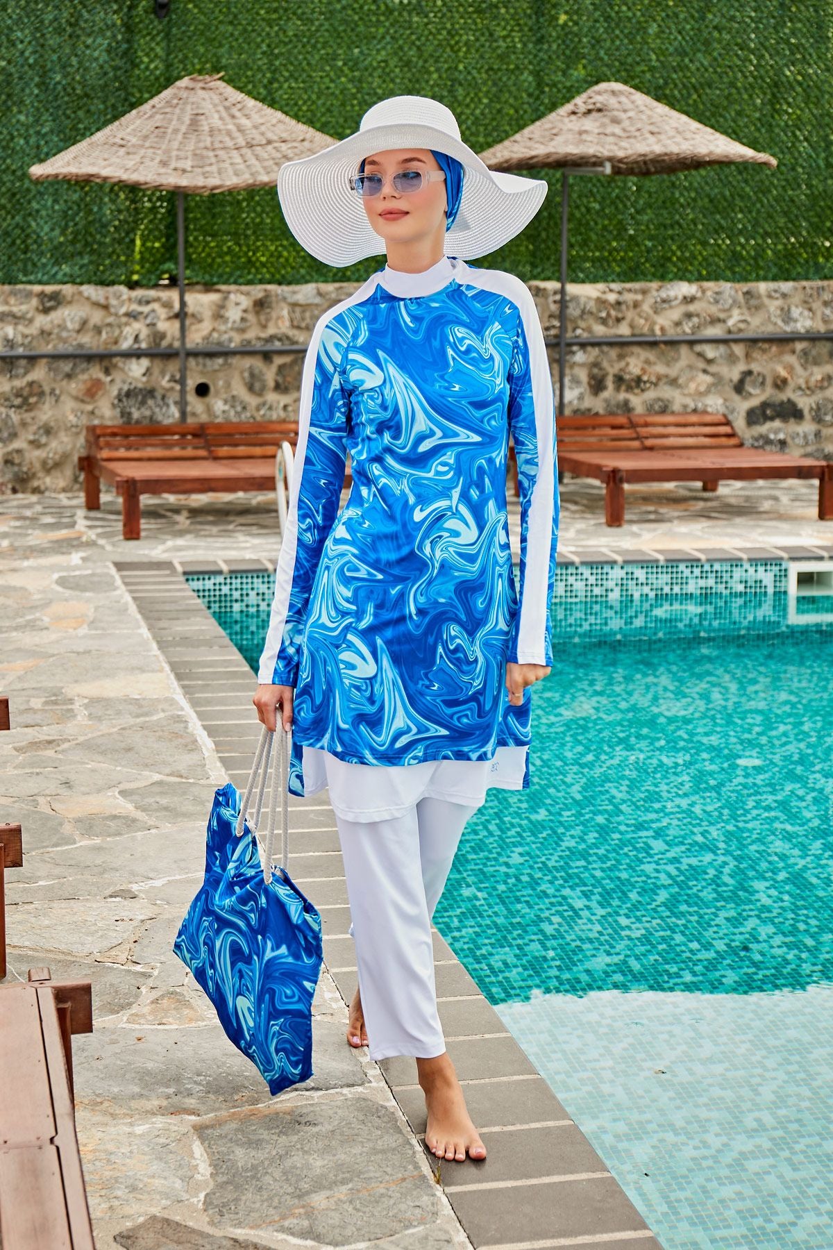 Marina Saks Desenli Plaj Çantası C2304