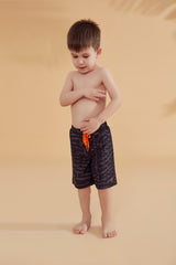 Siyah Geometrik Erkek Çocuk Şort B2364
