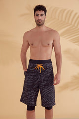Siyah Desenli Erkek Şort S2355
