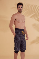 Siyah Desenli Erkek Şort S2355