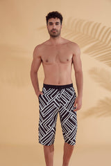 Siyah Desenli Erkek Şort S2359