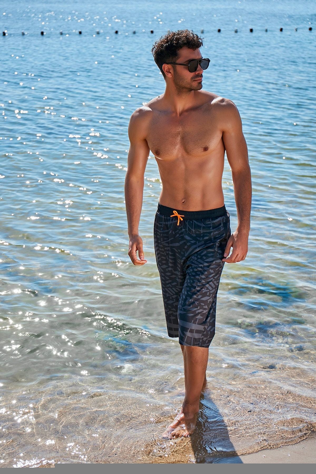 Siyah Desenli Erkek Şort S2361