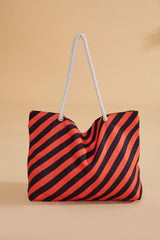 Marina Siyah Çizgi Desenli Plaj Çantası C2307