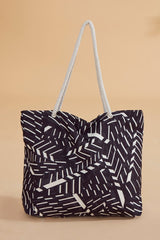 Marina Siyah Çizgi Desenli Plaj Çantası C2326
