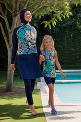 Likralı Renkli Kız Çocuk Mayo K2403