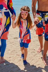 Taytlı Kolsuz Saks Kız Çocuk Mayo K2320