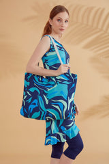 Marina Turkuaz Desenli Plaj Çantası C2334