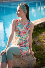 Likralı Mint Taytlı Yarı Kapalı Mayo M2454