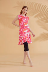 Desenli Fuşya Taytlı Yarı Kapalı Mayo M2370