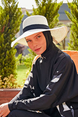 Fiyonklu Ekru Geniş Hasır Şapka 1423218