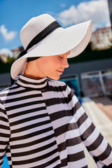 Fiyonklu Beyaz Geniş Hasır Şapka 1423218