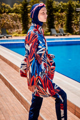 Desenli Tam Kapalı Tesettür Mayo R2307