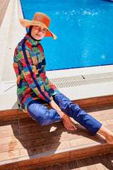 Desenli Tam Kapalı Tesettür Mayo R2320