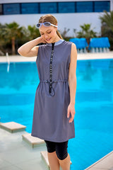 Marina Füme Yarı Kapalı Tesettür Mayo - H2509