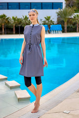 Marina Füme Yarı Kapalı Tesettür Mayo - H2509