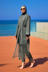 Marina Haki Tül Kimono - P2501-3