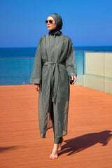 Marina Haki Tül Kimono - P2501-3