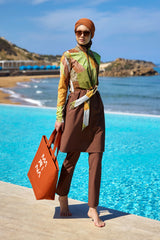 Marina Kahverengi Tam Kapalı Tesettür Mayo - M2530-1