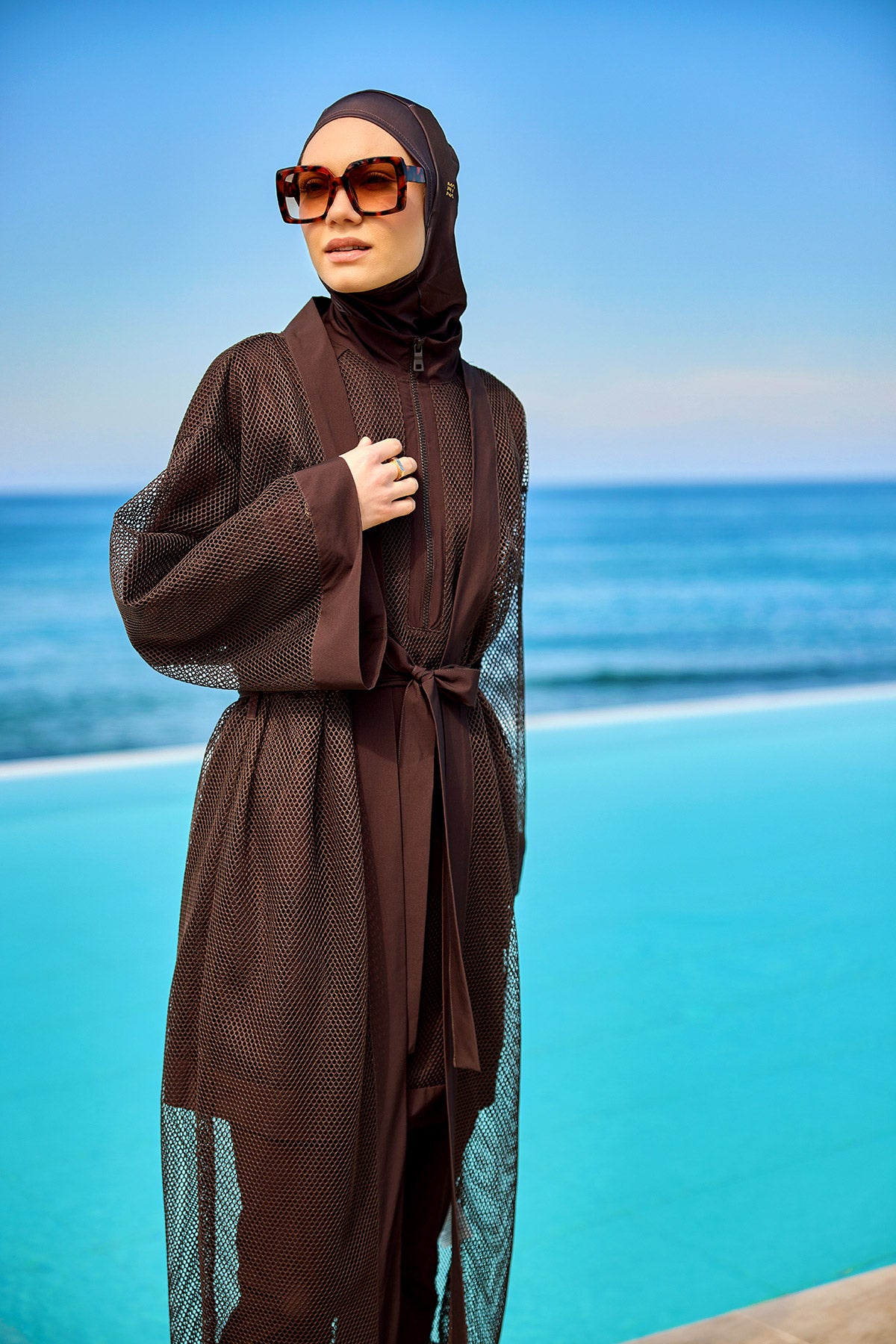 Marina Kahverengi Tül Kimono – P2501-4