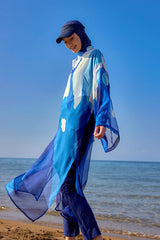 Marina Mavi Desenli İpeksi Pareo - P2507