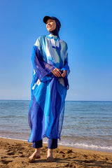 Marina Mavi Desenli İpeksi Pareo - P2507